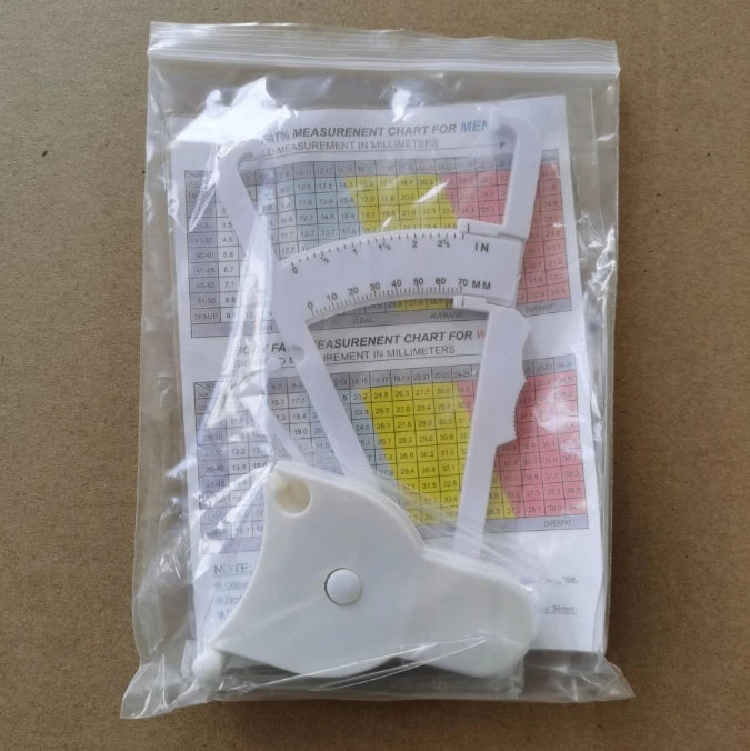 Body fat caliper and Waist Measurement Tape set - handheld fat caliper and tape combination, portable fitness measuring tool
