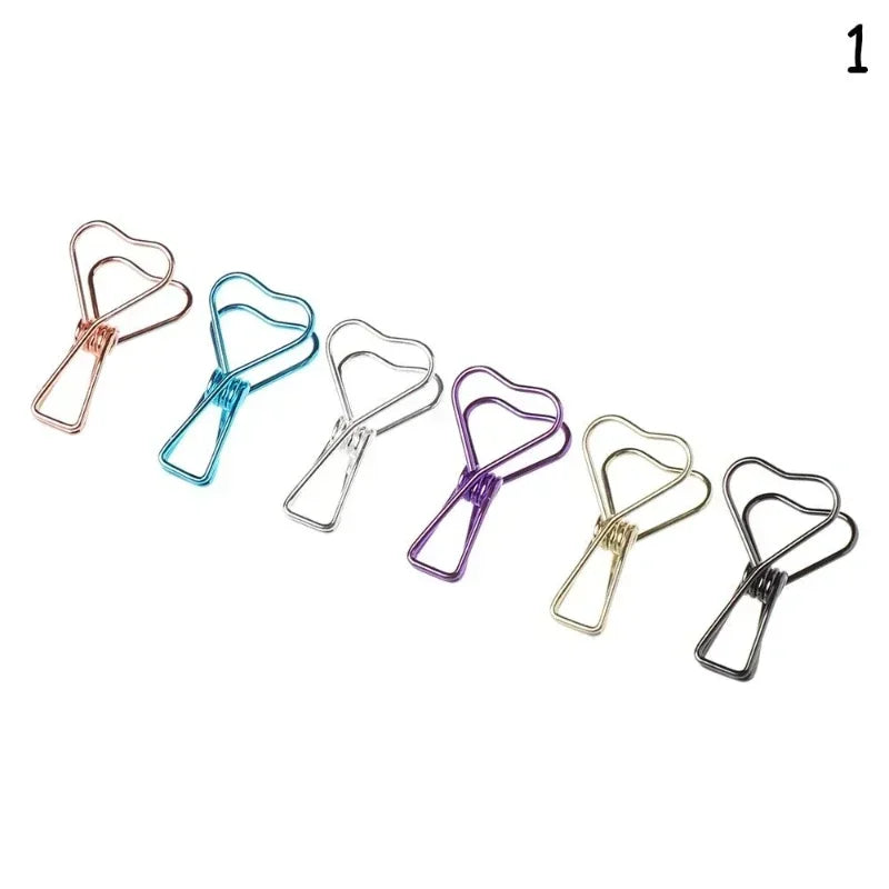 6PCs/Set Hollowed Out Design Metal Binder Clip Long Tail Office Hand Book Folder Paper Organizer Stationery Fish
