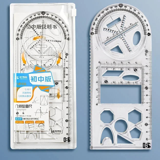Multi -function Ruler Set Drawing Geometry Protractor Spirograph Ruler Students Mathematics Drafting Tools