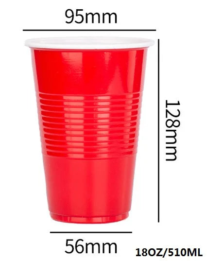 50PCS 3 Sizes Plastic Party Red Cups for Drinks, Soda Punch Barbecue Cola or Water Disposable Cup of Birthday Wedding Party