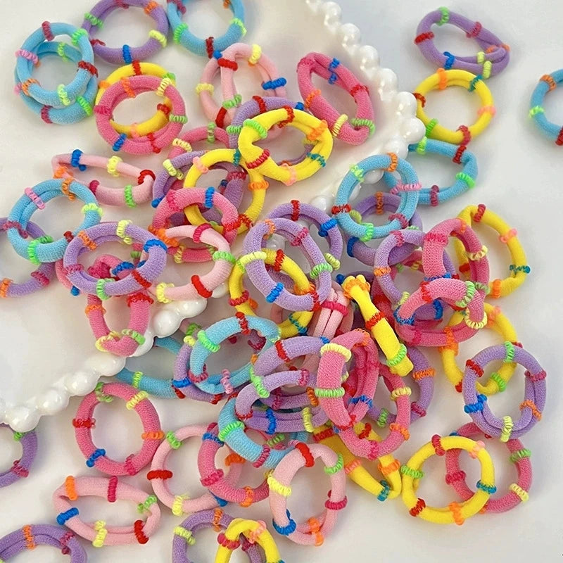 50 seamless candy colored bamboo joint small towel ring hair ring high elastic children's hair tie rubber band hair rope