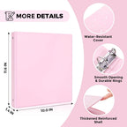 3 Ring Binder 2 Pack, 1 Inch Clear View Binders with 2 Interior Pockets, Round Ring Binder for Office & School Supplies, Pink and Purple
