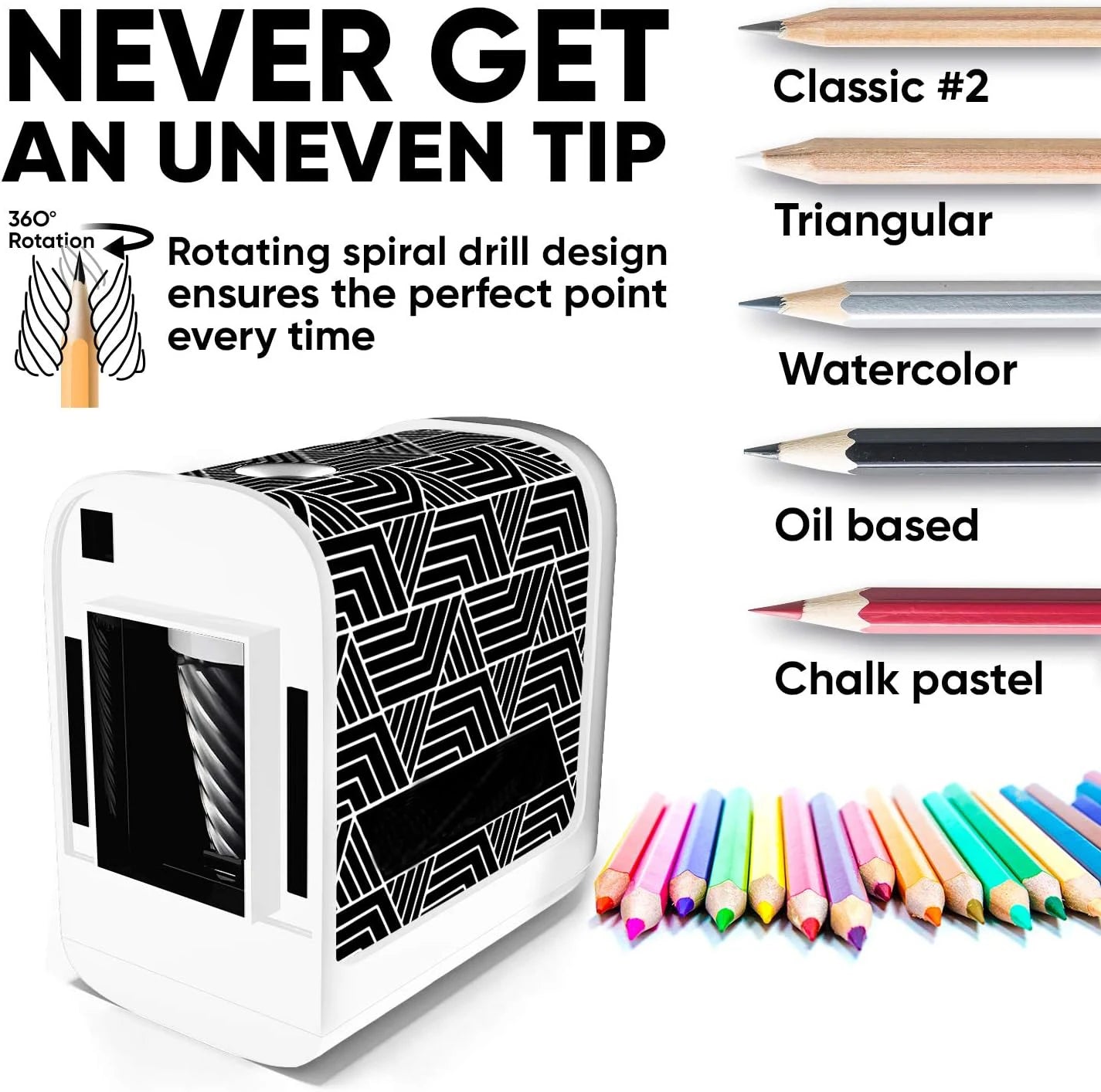Battery-Operated Electric Pencil Sharpener for Kids, School, Home, Office - For No. 2 Pencils and Colored Pencils