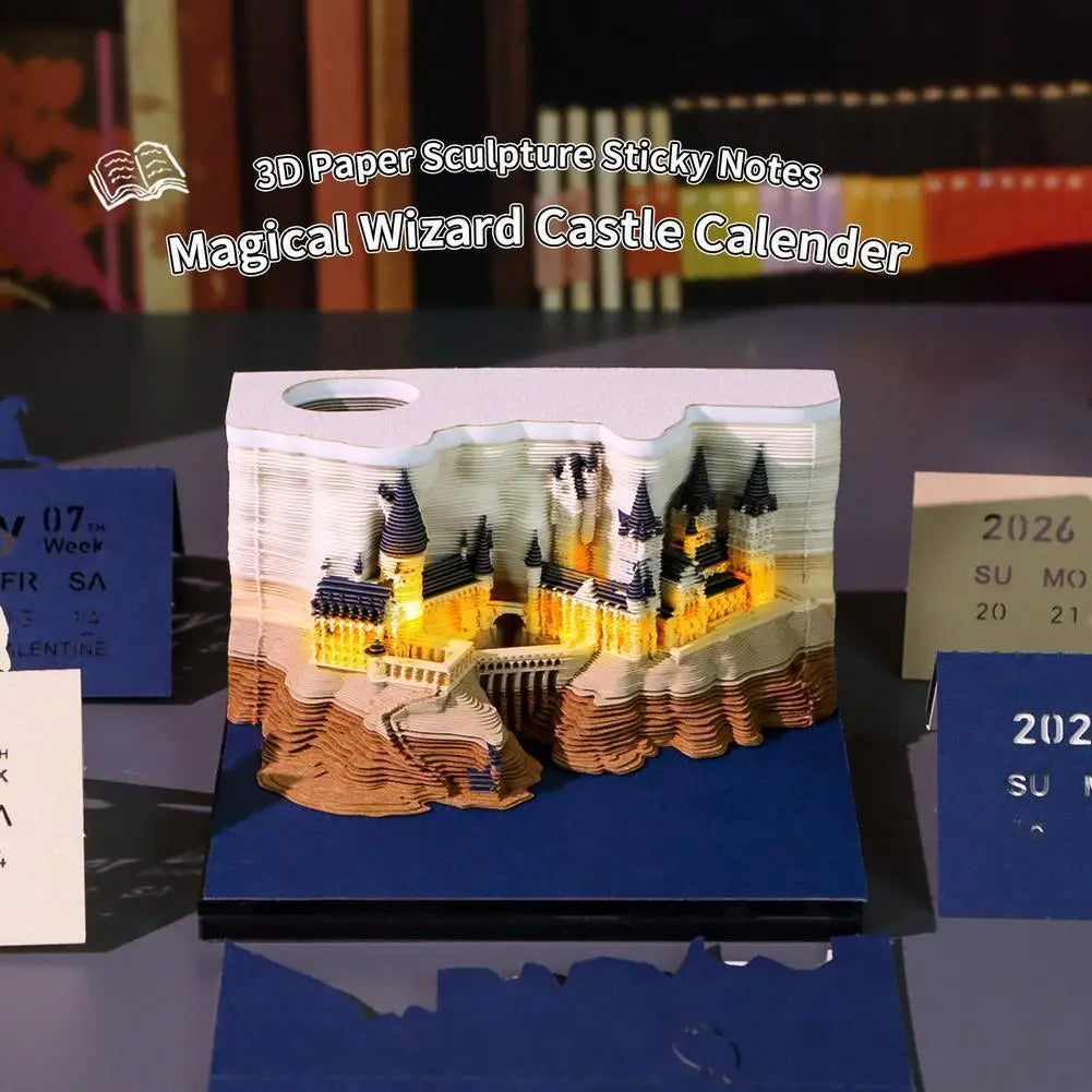 Mystical 3D Desk Calendar Pop-Up Castle Monthly Planner 2025 Yearly Organizer Sticky Notes to do list Office/Home Desk Decor