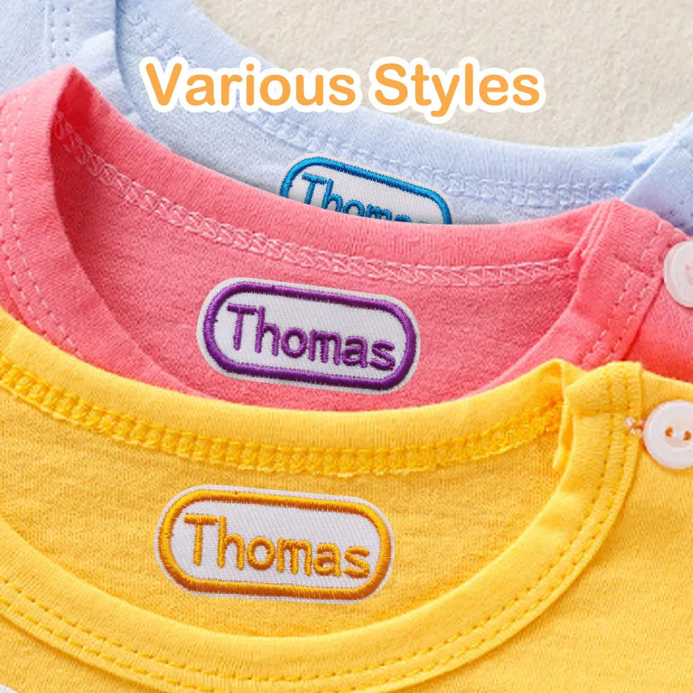 Custom Thermal Embroidery Iron Name Tag Sticker Personalized Washable Sewing Clothing Children Stickers Clothes Babysuit Labels