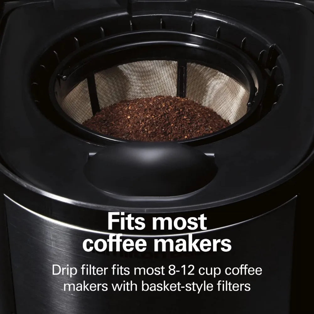 Reusable 8-12 Cup Basket Coffee Filter, Permanent Stainless Steel Coffee Drip Filter for Home Office Kitchen, Fine Mesh Eco-Friendly Coffee Maker Accessories
