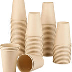 8 oz Bamboo Fiber Paper Cups Brown Kraft Disposable Coffee Cups Unbleached Cups for Hot/Cold Beverage Party Picnic Travel Events