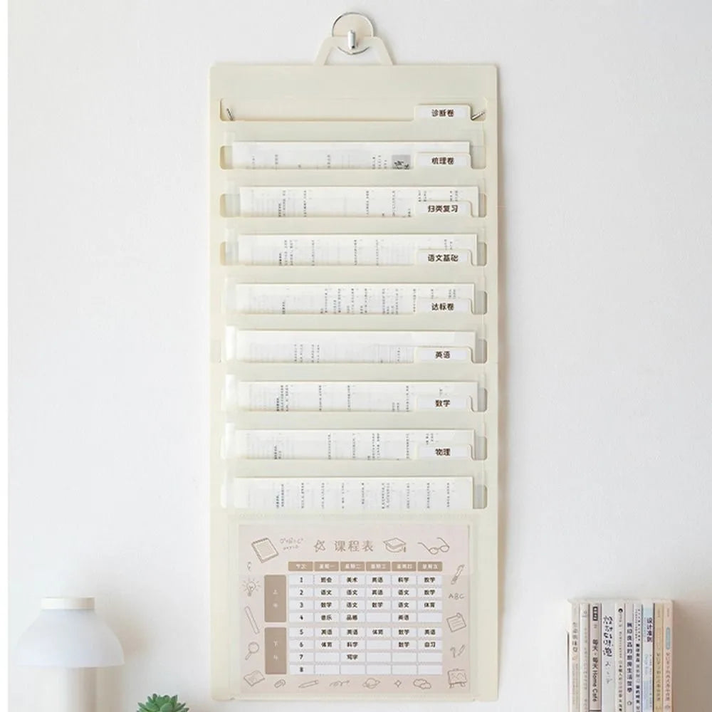 3/6/8 Pockets Wall Hanging File Folder Handheld Paper Organization A4 Paper Storage Bag Document Management