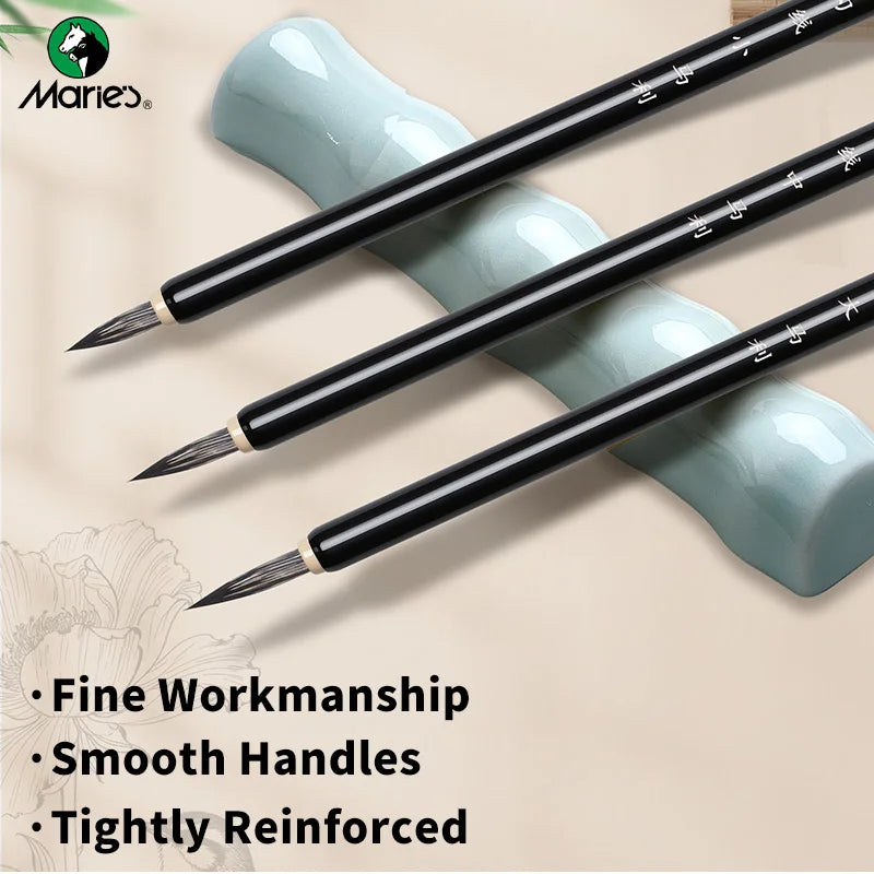 Marie's 3pcs Fine Line Painting Art Brushe Set-Artists Deatail Painting Tool for Intricate Artwork, Chinese Calligraphy