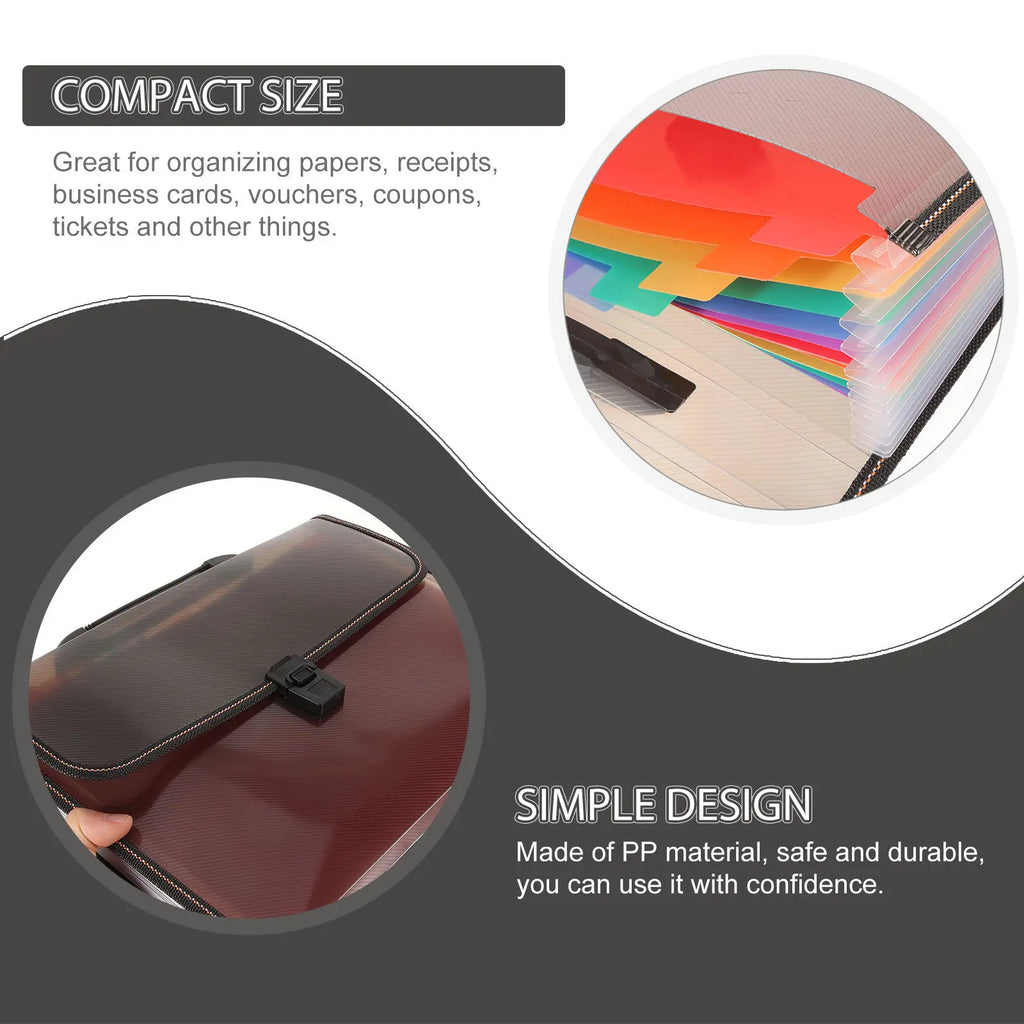 A4 Size Expanding Accordion File Folder Portable Document Organizer for Papers Receipts Bills Coupons Tickets Business Cards