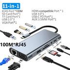 USB C HUB, USB C Adapter Dongle with 4K HDMI/VGA/Type C PD/RJ45/ SD/TF Card Reader For MacBook Pro/Air M1 iPad