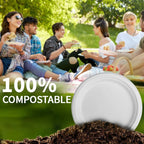 50 Pack Premium  Compostable Plates, Sugarcane Fiber Material Heavy Duty Disposable Tableware for Home Outdoor Use Eco Conscious