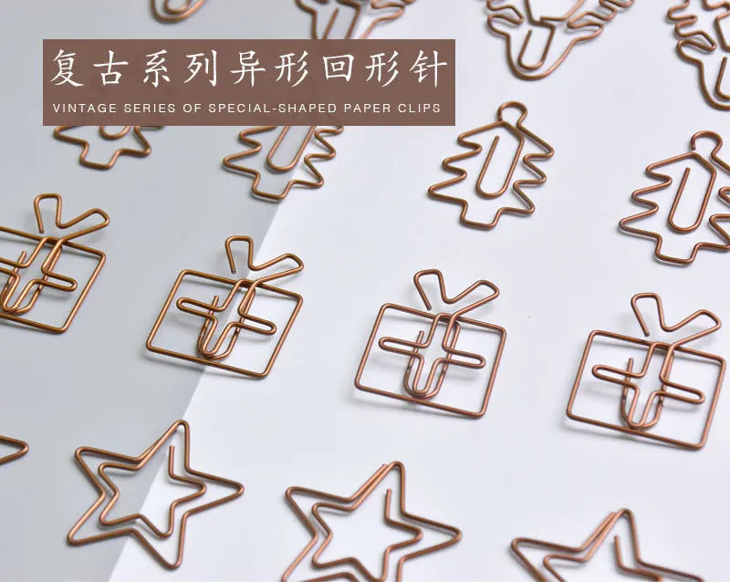 20pcs Retro Metal Clips Mini Christmas Tree Paper Clip Bookmark Book Binding Notebook Decor Stationery School Binding Supplies