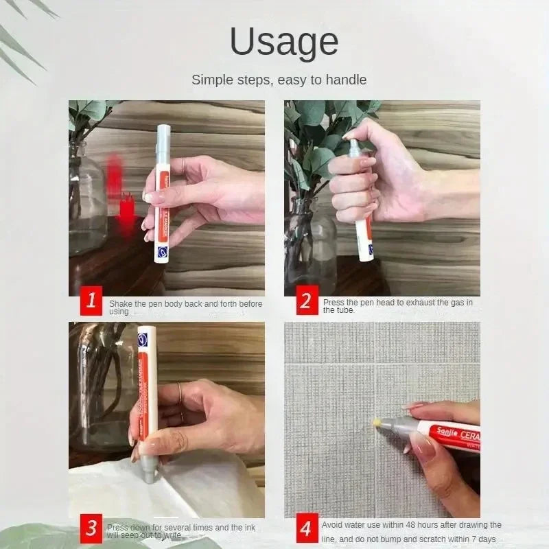 Mold-Resistant Waterproof Ceramic Tile Grout Marker Pen for Kitchen Bathroom Wall Floor Repair