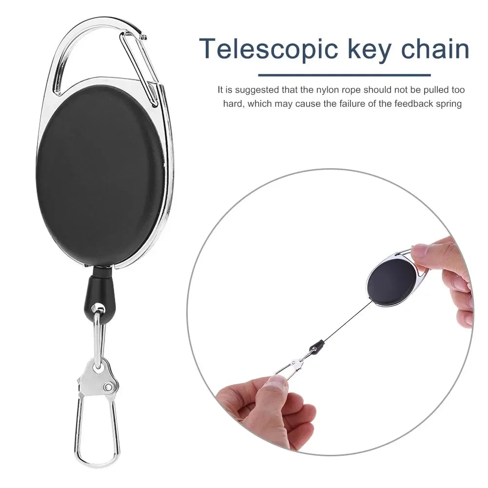 1/3/5/10Pcs Fly Fishing Key Ring Retractor Tool Retractable Keychain Reel Badge Holder Fishing Tackle