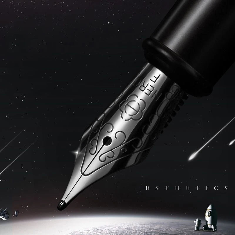 HERO Black Forest Metal Fountain Pen Titanium Black Extra Fine Nib 0.38/0.5mm Students Practice Calligraphy Writing Gift Pen