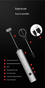 MHW-3BOMBER Electric Milk Frother Handheld Coffee Stirrer Household Egg Beater Milk Foam Maker Multi-Function Milk Frother