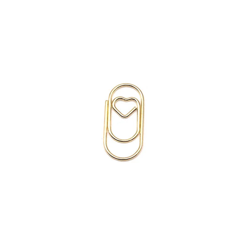 100pcs Mini Metal Heart Shaped Paper Clips Cute Decorative Paperclips Office School Home Document Notes Organization Paperclips