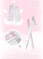 4pcs/set Pearl Angel Gel Pen Set Cute Exam Pens with Wing Design Kawaii Cartoon 0.5mm Black Ink for Kids Back To School Student