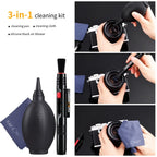 K&F CONCEPT 3 In 1 Professional Dslr Camera Lens Cleaning Kit for Digital Camera Mobile Phone Screen Cleanser Laptop Glasses