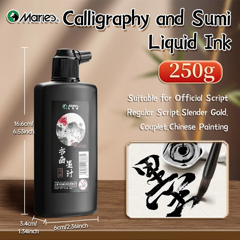 1pc 100g/250g/500g Marie's Calligraphy & Sumi Liquid Ink Bottle for Artists for Practice Chinese Traditional Art Works