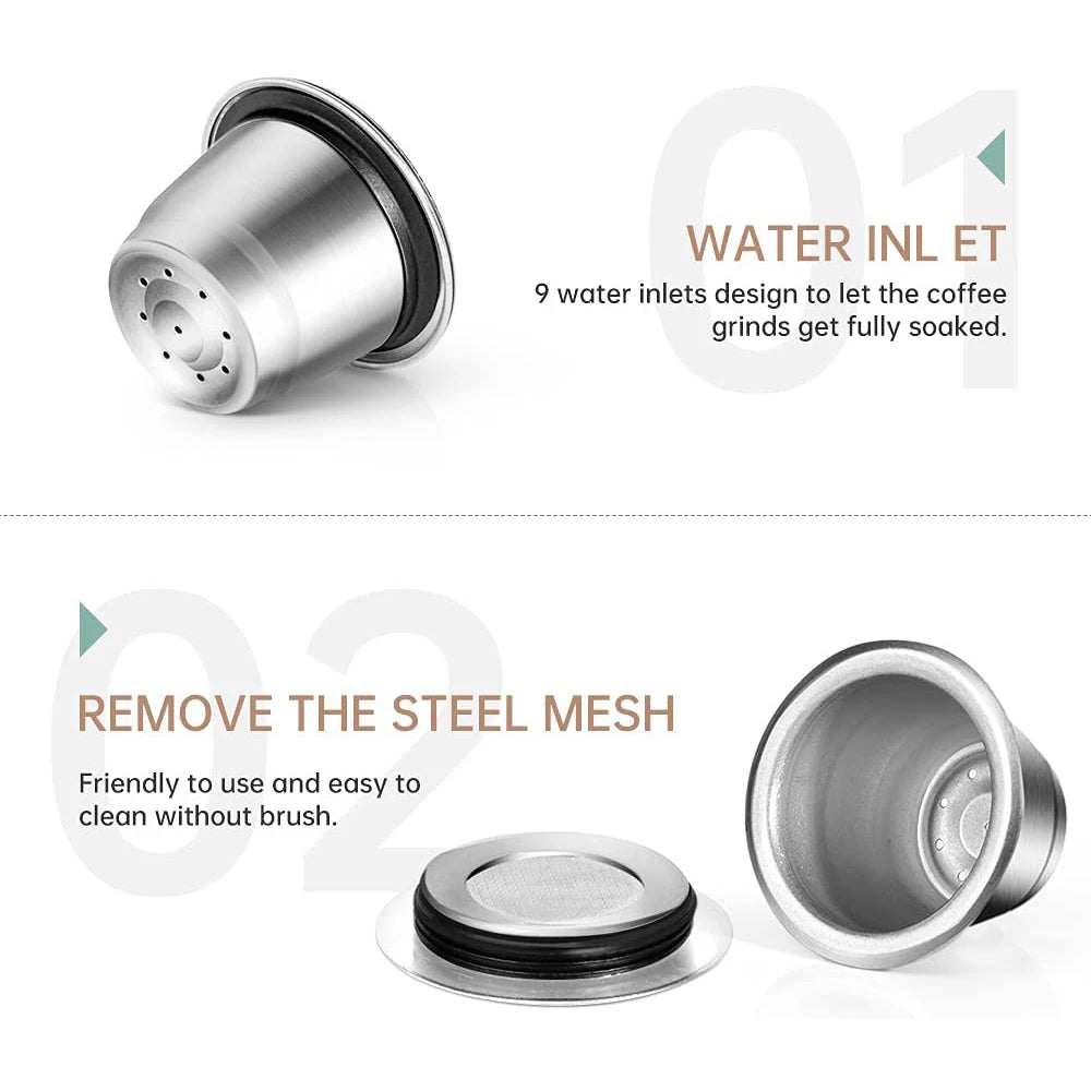Capsule For Nespresso Reutilisable Inox Refillable Capsule Crema Reusable Refillable Coffee Filter Nespresso Essenza Mini