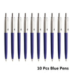 10 Pcs/Set Metal Ballpoint Pens Automatic Ball Pen G2 Refill Black Blue Ink For School Office Stationery Supplies Writing 0.7mm