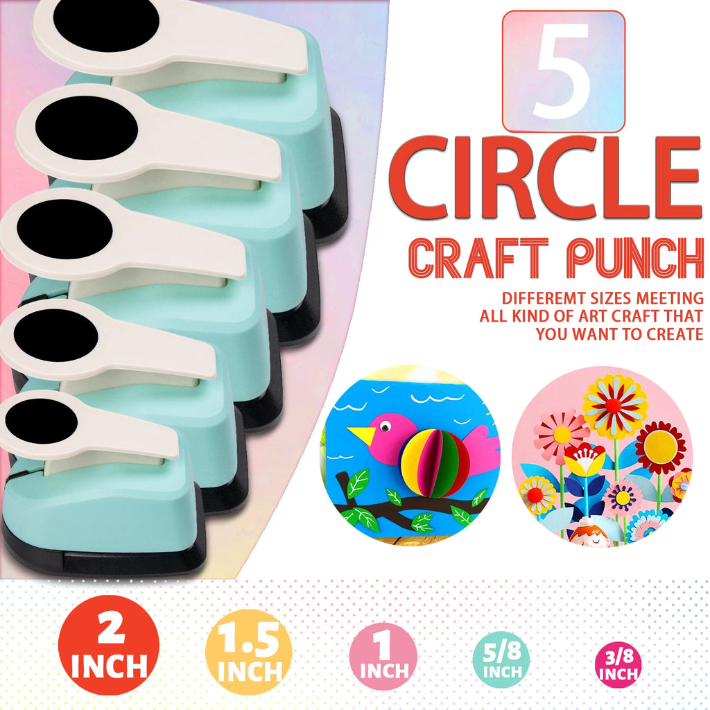 Circle Cutters Paper Hole Punch Cutter Tool Set 2 inch 50mm 38mm 25mm 16mm 9mm Circle Shapes Hole for card making scrapbooking