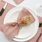 10pcs 32x32cm Wholesale terracotta Gauze Cotton Napkin Reusable Tea Towel Wedding Party Christmas Table Decor Retro Burrs napkin
