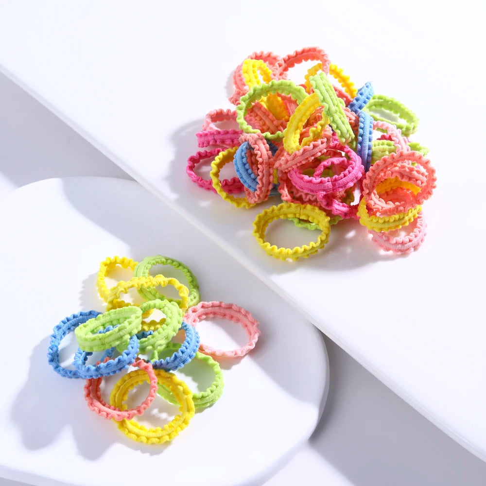 50Pcs Children Small Rubber Bands Girls Hair Ties Headbands Non Damaging Tie Ponytail High Elastic Durable Scrunchies Hair Rope