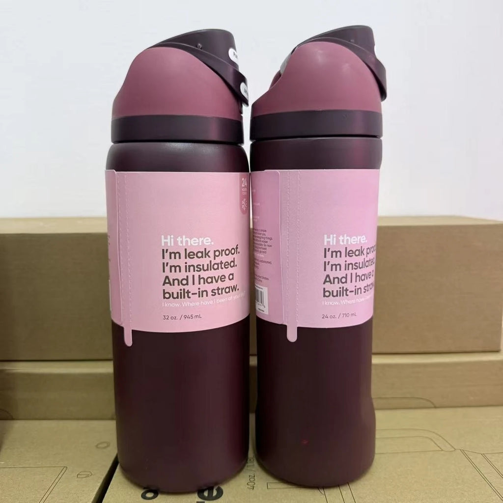 Stainless Steel Water Bottle 32oz Vacuum Insulated Water Bottle with Straw & Leak-Proof Lid Portable Handheld Vacuum Flasks