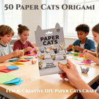 Creative DIY Paper Cats 50 Sheets DIY Origami Paper Handmade DIY Paper Cat Dog Dinosaur Fun Art Craft Folding Animal Folding Set