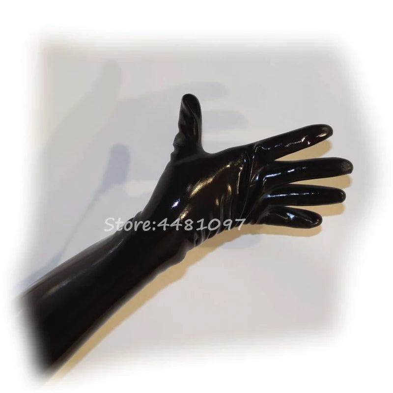 Unisex Latex Rubber Gloves Black Moulded Seamless Shoulder Length Long Fetish Gloves Culb Wear Cosplay Costumes for Women