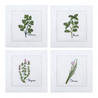 New Embroidered Herb Cocktail Napkin, Pure Linen, Lavender, Rosemary, Mint，Sage，Natural, Elegant, Tea Napkin, 15x15cm,