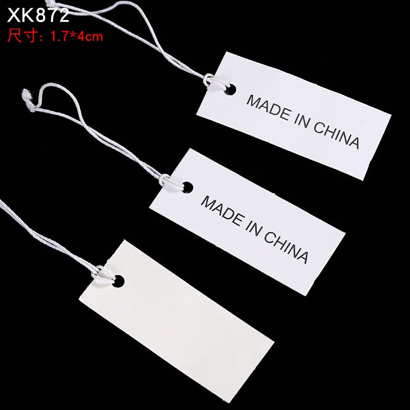 100pcs Jewelry and Jewelry Small Tags DIY Blank Hanging Rope Small Hang Tags Cowhide Elastic Thread Hanging Tags Price Tag