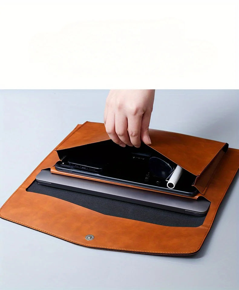 Large Capacity A4 File Folder Organizer with Double-Layer Laptop Protective Sleeve Storage Bag