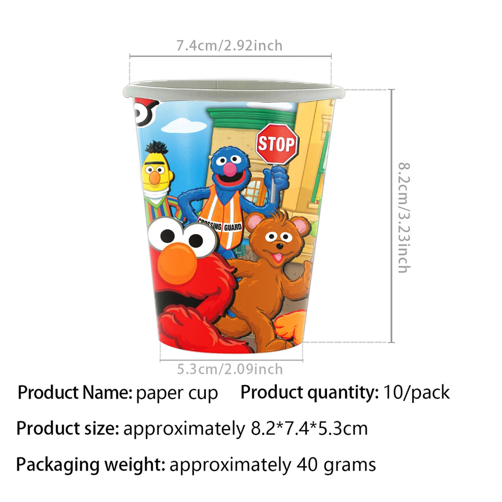 Cartoon SEsame-Streets Birthday Party Set Supplies Kids Disposable Tableware Balloon Cake Topper Banner Plates Decoration