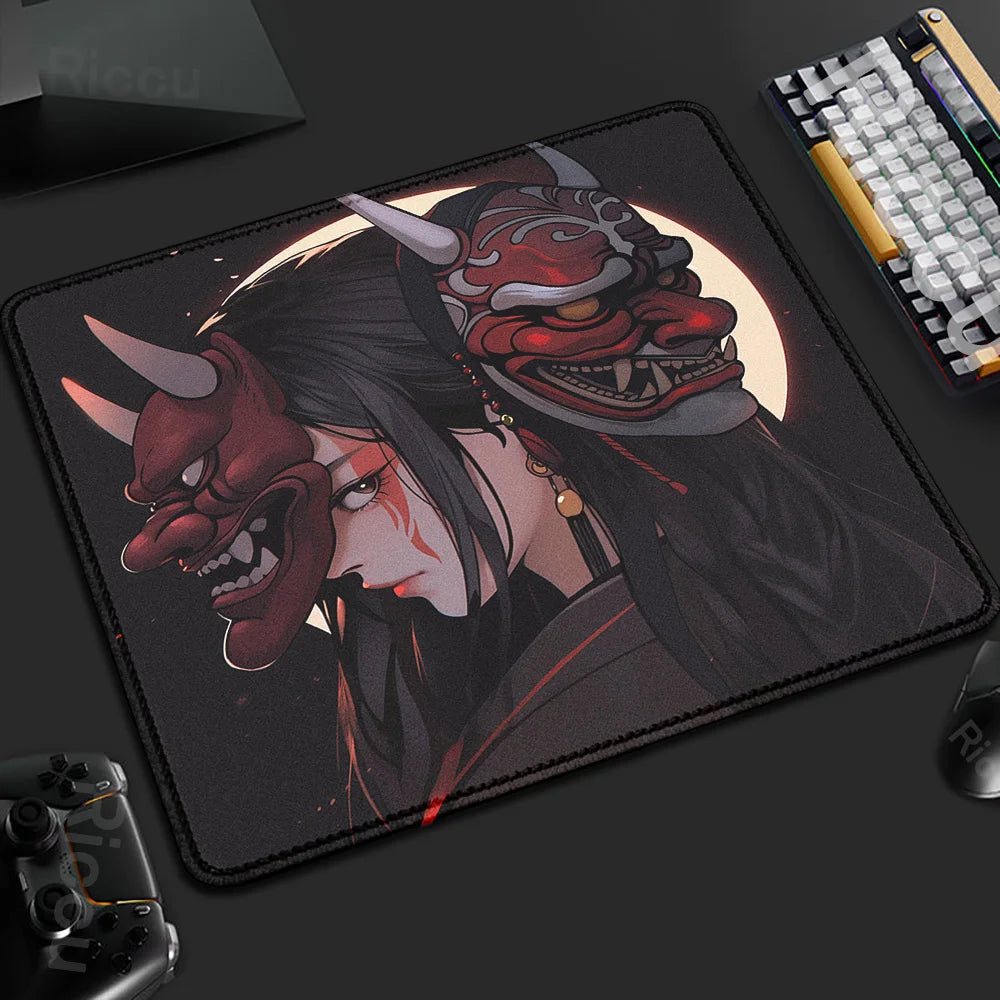 45x40CM Non-slip Mousepad Mask Girl Speed Table Pad E-Sports Keyboard Oni Mice Mat Game Professional Premium Suture Edge Deskmat