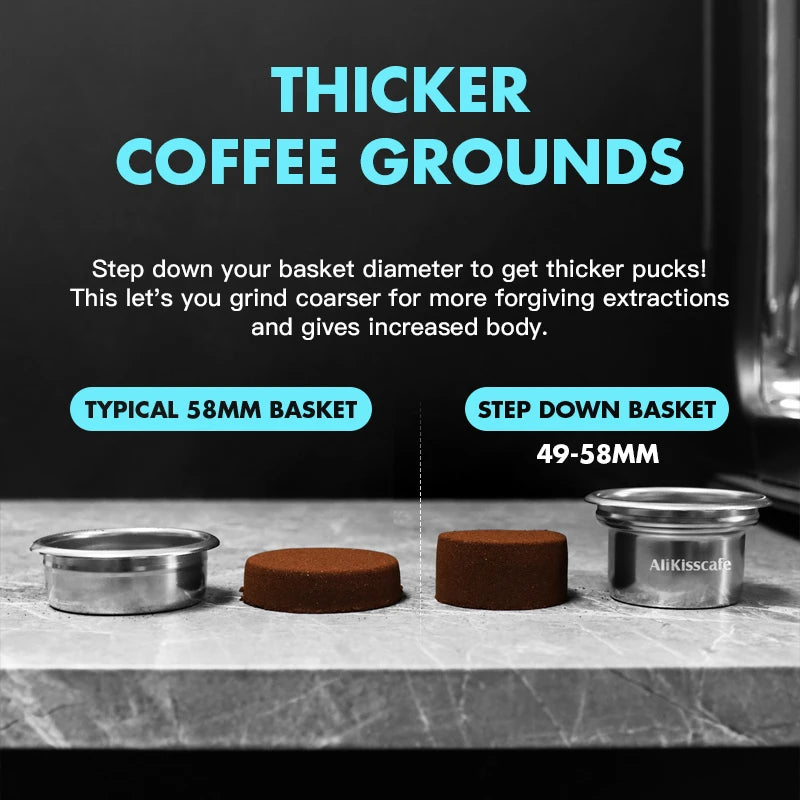 AliKisscafe 58mm to 49mm Step Down Filter Basket Kit Screen Tamper For Bottomless Portafilter Espresso Accessories Barista Tools