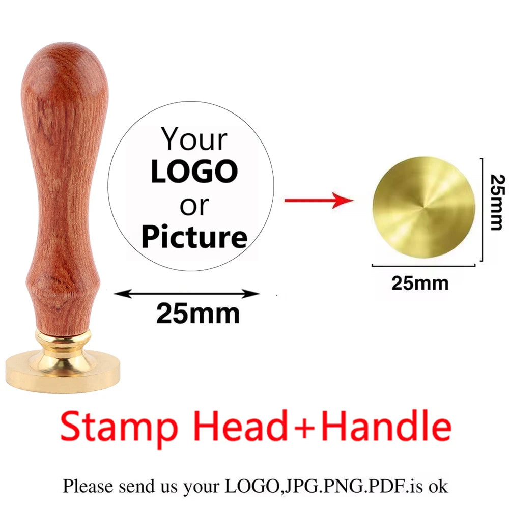 Custom Brass Wax Seal Stamp Personalized LOGO 25/30/40/50mm Round/Square Wax Sealing Head For Wedding Invitation Card Decor Seal