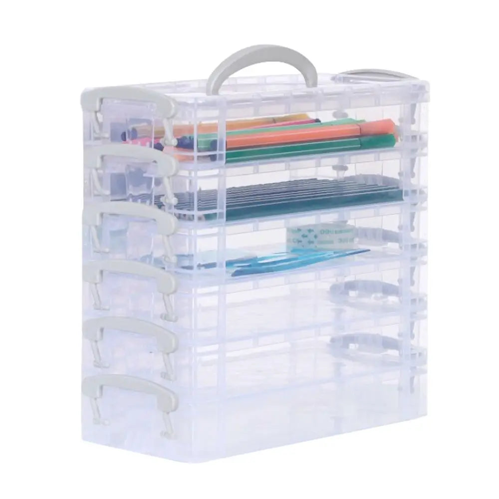 3/6-layer Paintbrush Box Watercolor Detachable Pen Storage Box Color Multi-function Stationery Organizer School Supplies