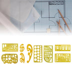 House , Interior Design and Furniture Templates Set, Drafting Ruler Shapes for Architecture Students