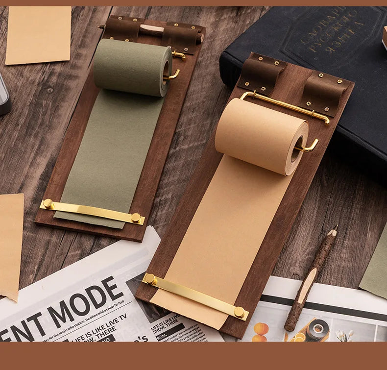 Vintage Sticky Note Clip Hanging Roll Paper Sticky Note No Sticky Ins Wind Board Note Blank Notepad Message Pad