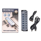 10 in 1 Powered USB HUB USB 3.0 Interface Individual Switch RGB E-Marker Heat Dissipation Design DC 5V Power Supply Adapter