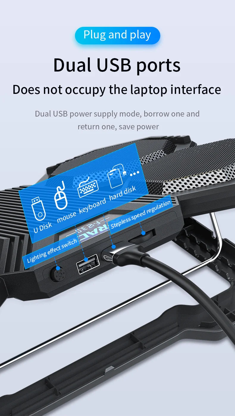 Jomaa RGB Gaming Laptop Stand Air Cooler Notebook Stand Holder with 6 fans Cooling Fan Base Suit for 12-17 inch Laptop