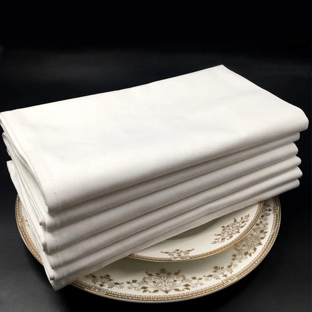 12pcs  100% COTTON RESTAURANT DINNER CLOTH LINEN WHITE 50x50cm PREMIUM HOTEL NAPKINS