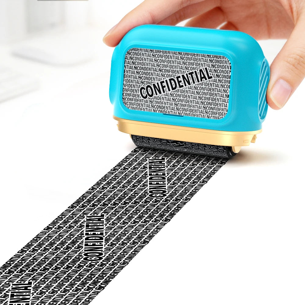 A005 Large Roller Privacy Stamp, Identity Theft Protection & Confidentiality Guard, with 3 Refill Inks