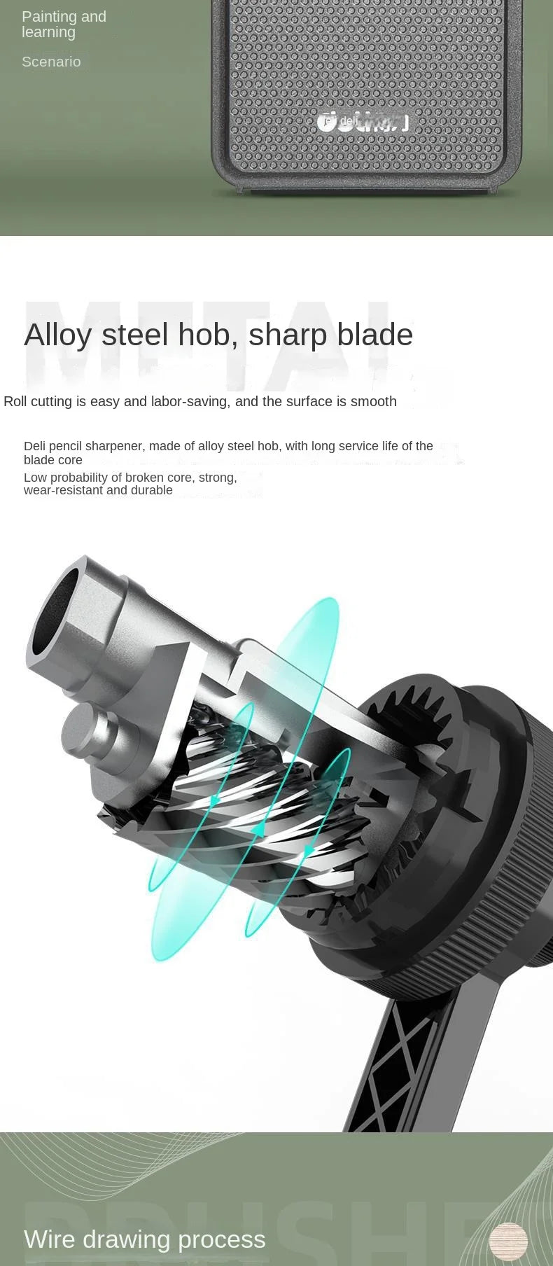 Adjustable Pencil Sharpener with Long Lasting Blade Hand Crank Table Sharpeners Machine Stationery