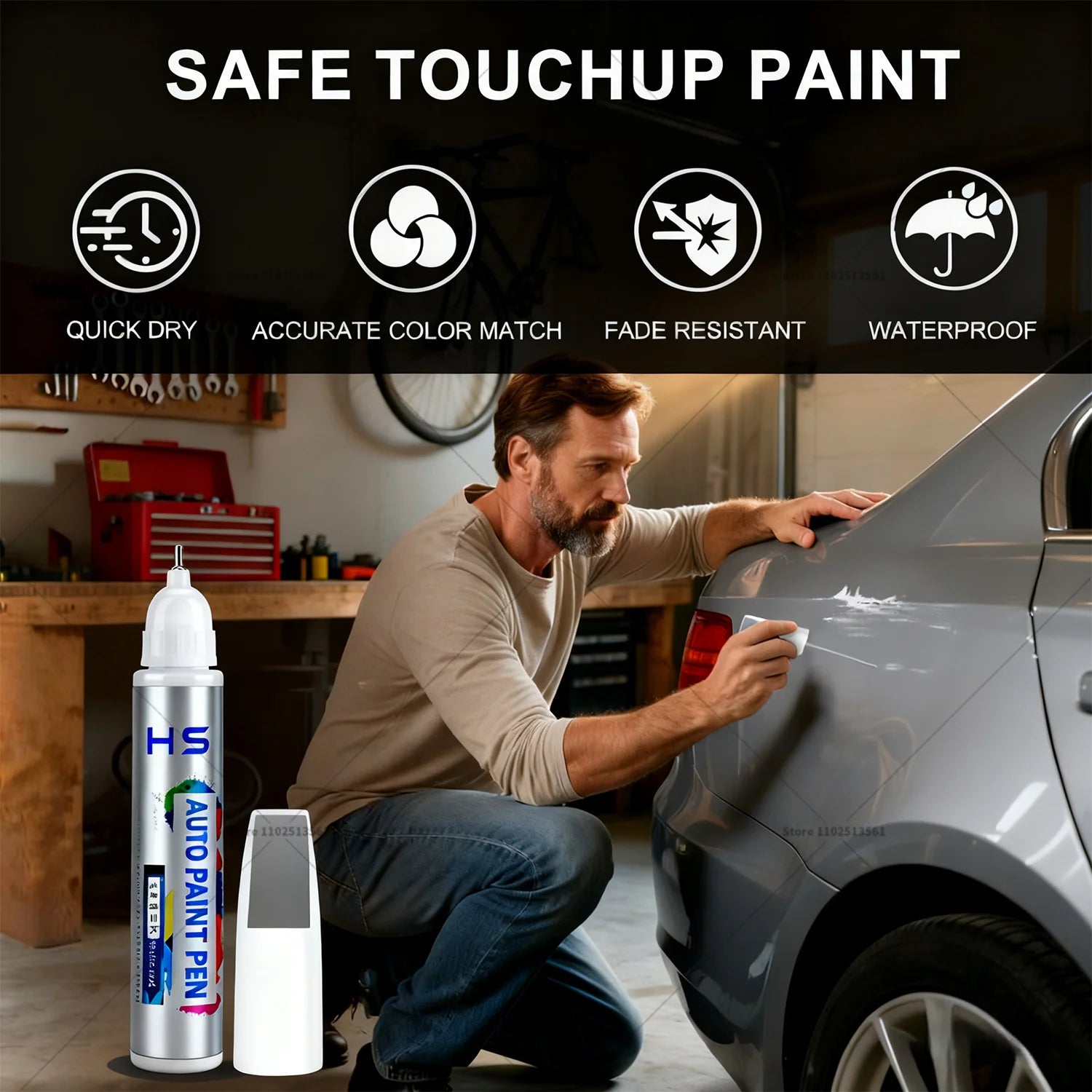 For Tesla Model 3 Y X S Scratch Removal and Wheel Hub Touch Up Pen Paint Clear Coat To Enhance Gloss Pearl White Deepsea Blue