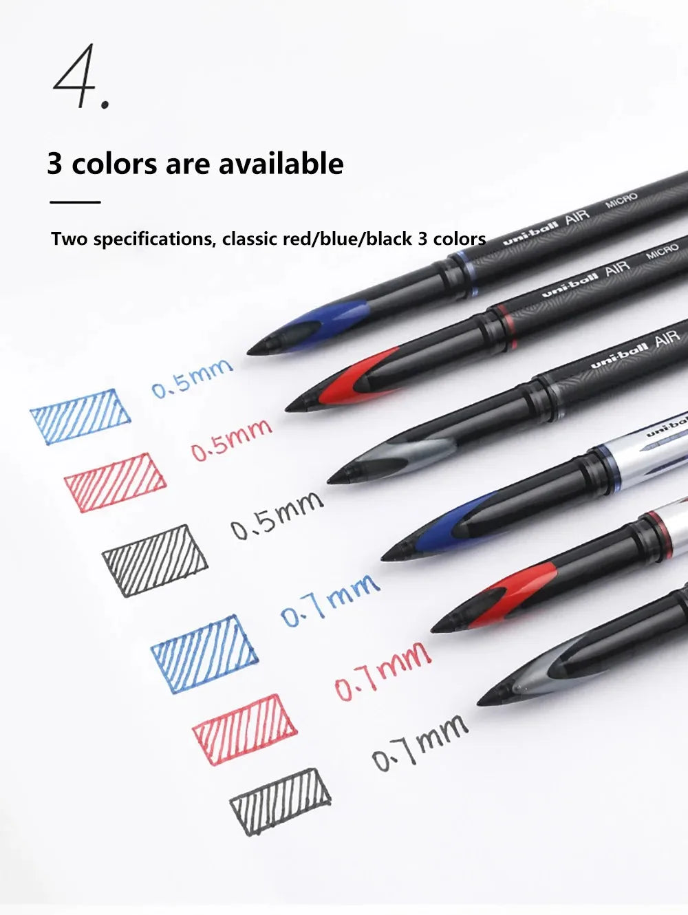 3/6pcs Japan Uniball Gel Pen AIR Straight Liquid Signature Pen UBA-188 Black Technology 0.5/0.7mm Free Writing School Supplies